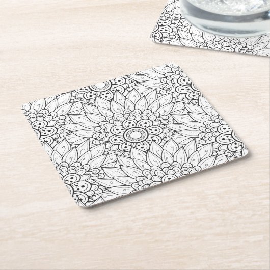 Blumengarten-Gekritzel Rechteckiger Pappuntersetzer (angewinkelt)