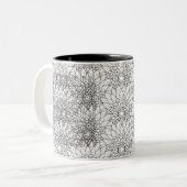 Blumengarten-Gekritzel Zweifarbige Tasse (Vorderseite Links)