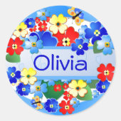 Blumengarten ~ Geschenkaufkleber Runder Aufkleber (Vorderseite)