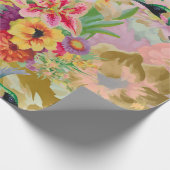 Blumengarten Gold Rosa Pastell Thunder-Bird Geschenkpapier (Ecke)