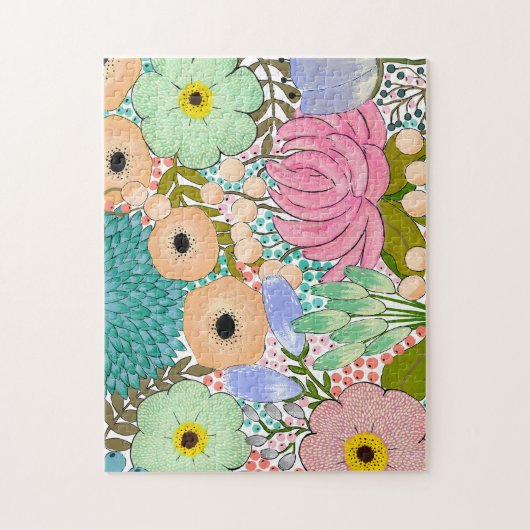 Blumengarten Gouache Malerei 252 Stück Puzzle (Vertikal)