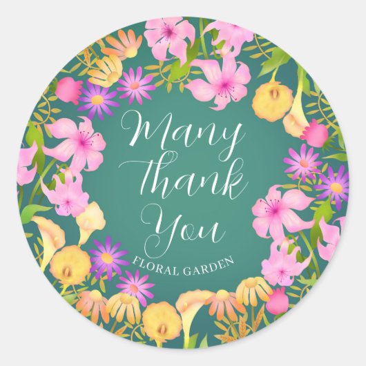Blumengarten Green Runder Aufkleber (Vorderseite)