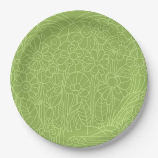 Blumengarten Grün Pappteller (Vorderseite)