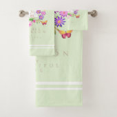 Blumengarten Grünes Monogramm Handtuch Badhandtuch Set (Insitu)