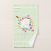 Blumengarten Grünes Monogramm Handtuch Badhandtuch Set (Handtuch)