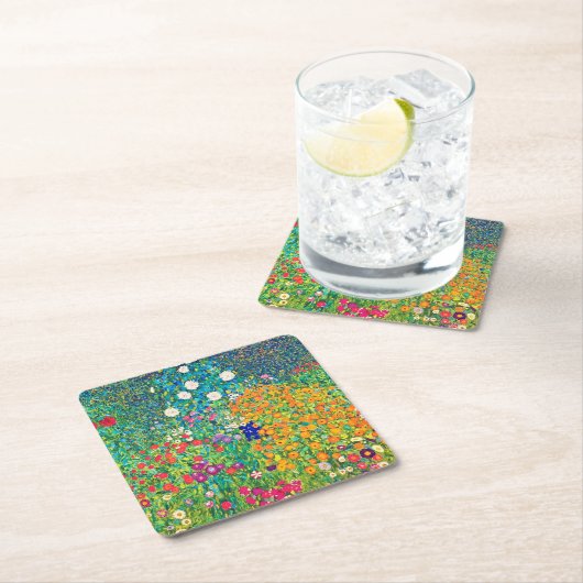 Blumengarten, Gustav Klimt Rechteckiger Pappuntersetzer (Vor Ort)