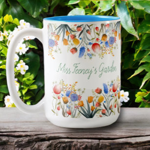 Blumengarten Handgemalt Geschenk für Lehrer Zweifarbige Tasse