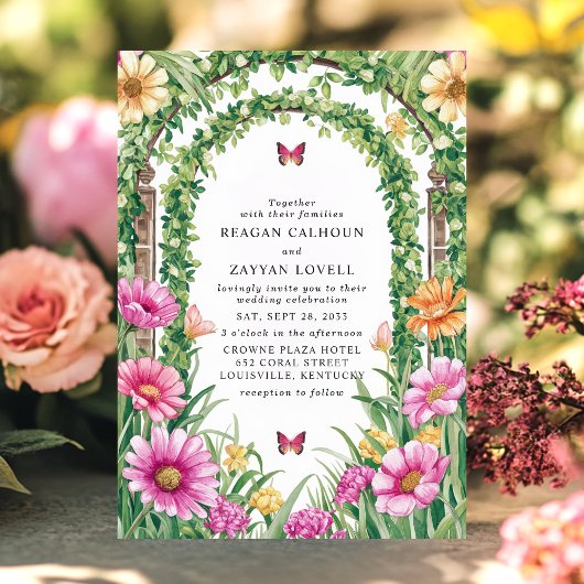 Blumengarten-Hochzeit Einladung