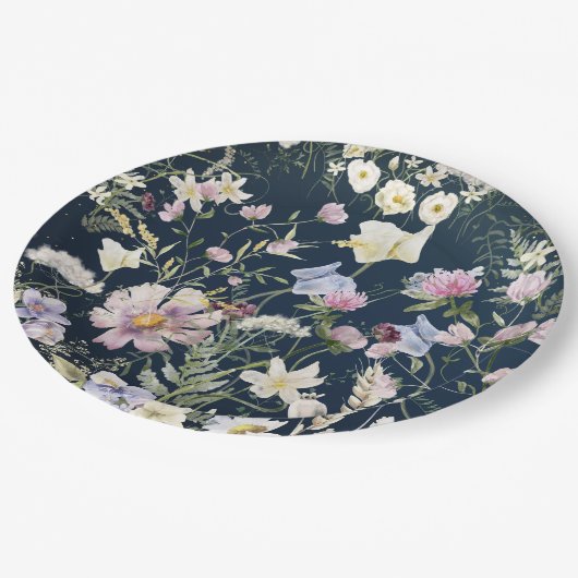 Blumengarten Hochzeit Pappteller (Schrägansicht)