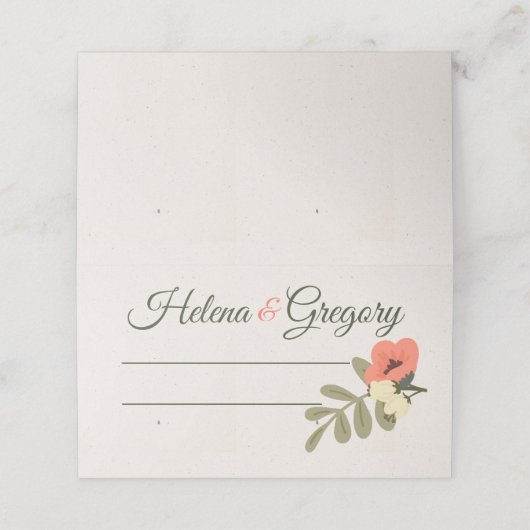 Blumengarten Hochzeit Platzkarte (Außenseite Aufgefaltet)