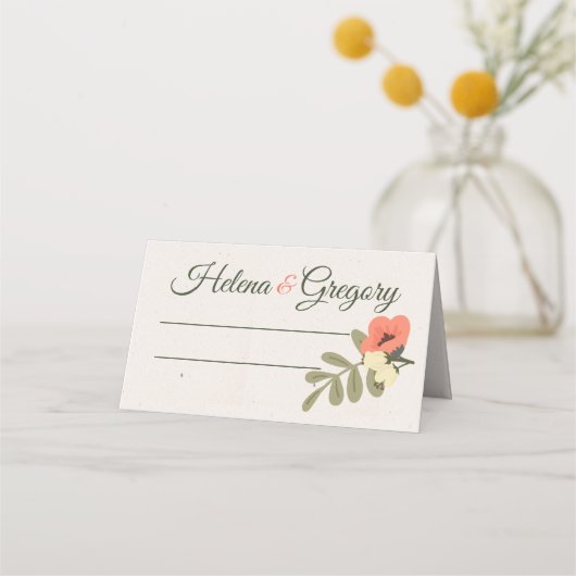 Blumengarten Hochzeit Platzkarte (Vorderseite)