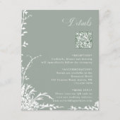 Blumengarten Hochzeit QR-Code Details Salbeigrün Begleitkarte (Vorderseite)