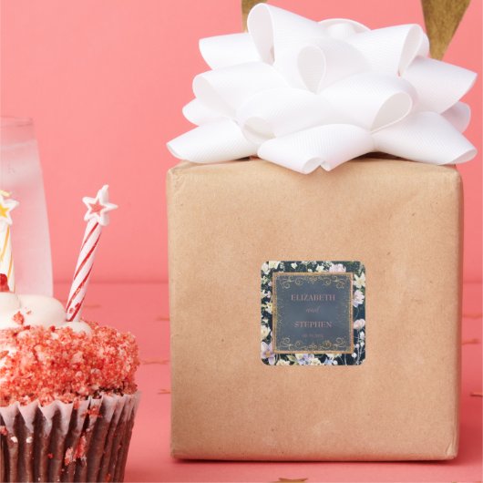 Blumengarten Hochzeit Quadratischer Aufkleber (Party)