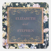 Blumengarten Hochzeit Quadratischer Aufkleber (Vorderseite)