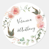 Blumengarten Hochzeit Runder Aufkleber (Vorderseite)