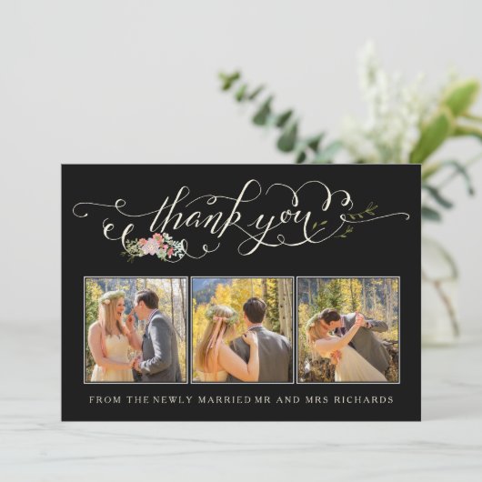 Blumengarten Hochzeit Vielen Dank Foto Cards Dankeskarte (Stehend Vorderseite)