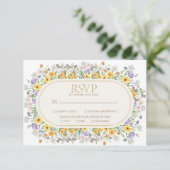 Blumengarten Hochzeitsfeier Wildblume RSVP Karte (Stehend Vorderseite)