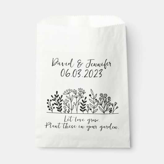 Blumengarten Hochzeitszettel Geschenktütchen (Vorderseite)