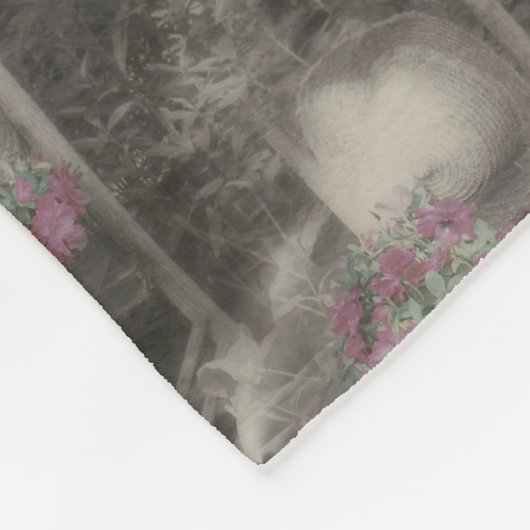 Blumengarten Holzstuhl Naturmuster Fleecedecke (Ecke)