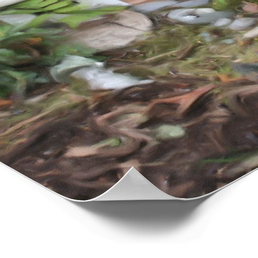 Blumengarten Hütte Gouache Malerei Poster (Ecke)