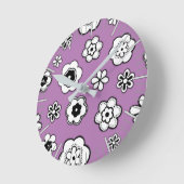 Blumengarten im Wilden Orchid Runde Wanduhr (Winkel)