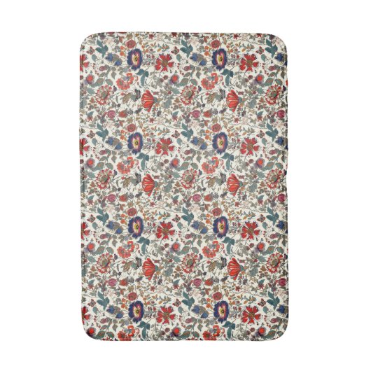 Blumengarten in Reds und dunkle Blues Badematte (Vorderseite Vertikal)