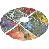 Blumengarten in Regenbogenfarben Polyester Weihnachtsbaumdecke (Schrägansicht)
