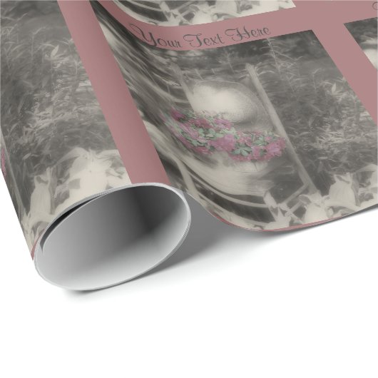 Blumengarten in Schwarz-Weiß Geschenkpapier (Rolleneckpunkt)