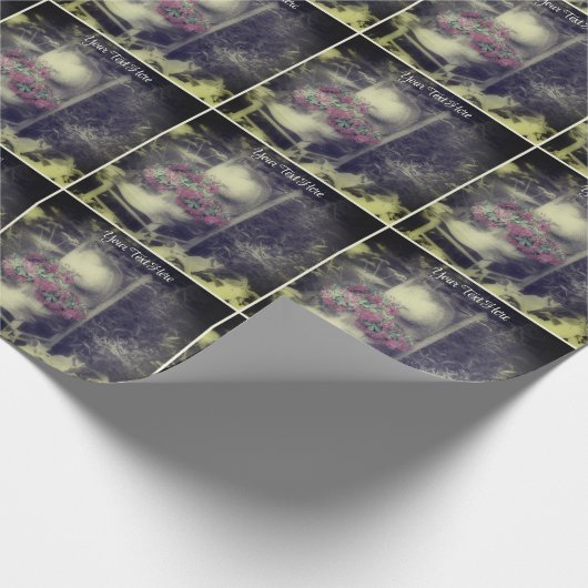 Blumengarten in Schwarz-Weiß-Personalisiert Geschenkpapier (Ecke)