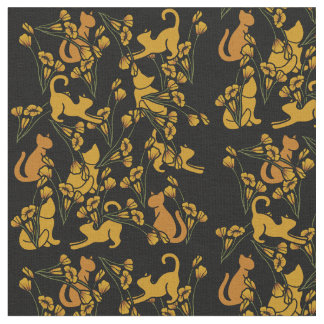 Blumengarten Katzen Orange Tabby Cat Stoff
