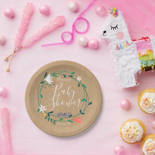 Blumengarten Kinderdusche / Sprinkle Rustikales Bo Pappteller (Party)