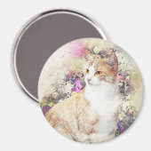 Blumengarten Kitty | ABSTRAKT | Wasserfarbe Magnet (Vorderseite/Rückseite)