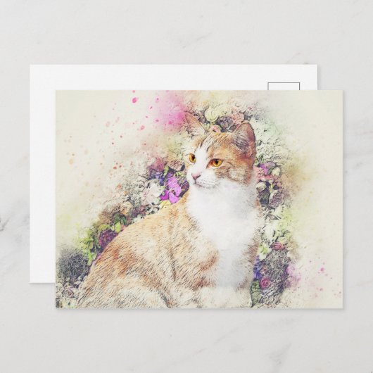 Blumengarten Kitty | ABSTRAKT | Wasserfarbe Postkarte (Vorne/Hinten)