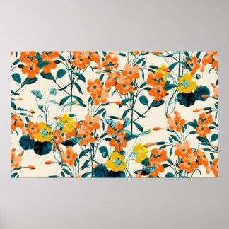 Blumengarten. Kleine Niedliche Florale und Zweigst Poster