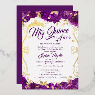 Blumengarten Lila Mis Quince Quinceanera Folieneinladung