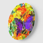 Blumengarten Lila Schmetterlingswand Uhr (Winkel)