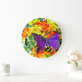 Blumengarten Lila Schmetterlingswand Uhr (Zuhause)