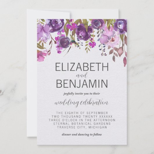 Blumengarten Lila Violet Lavender Lilac Wedding Einladung (Vorderseite)