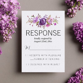 Blumengarten Lila Violettau Hochzeit RSVP Karte