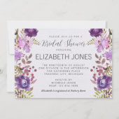 Blumengarten Lila Violettlavender Brautparty Einladung (Vorderseite)