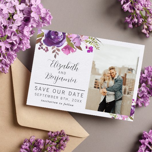 Blumengarten Lila Violettlavender Save the Date