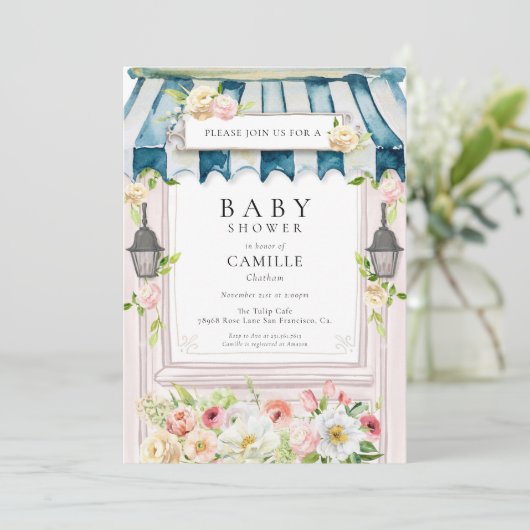 Blumengarten Mädchen Kinderdusche Einladung (Stehend Vorderseite)