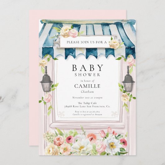 Blumengarten Mädchen Kinderdusche Einladung (Vorne/Hinten)