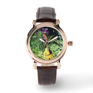 Blumengarten Mandolin und Iris    Armbanduhr