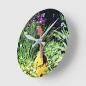 Blumengarten Mandolin und Iris Runde Wanduhr (Winkel)