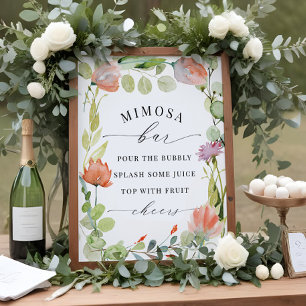 Blumengarten "Mimosa Bar" Brautparty-Schild Poster