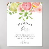 Blumengarten "Mimosa Bar" Brautparty Zeichen Poster (Vorne)