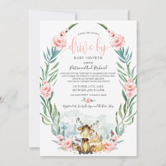 Blumengarten mit Babydusche Einladung (Vorderseite)