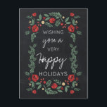 Blumengarten mit Chalkboard Weihnachtskarten Feiertagspostkarte<br><div class="desc">Blumengarten-Tafel Grüße Weihnachtskarten</div>