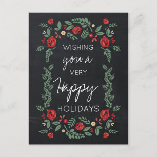 Blumengarten mit Chalkboard Weihnachtskarten Feiertagspostkarte